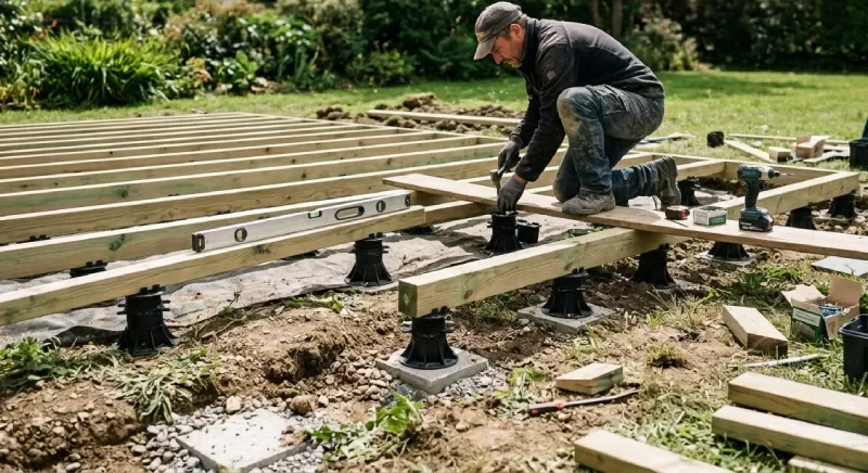 Cr&eacute;ation structure lambourdage terrasse
